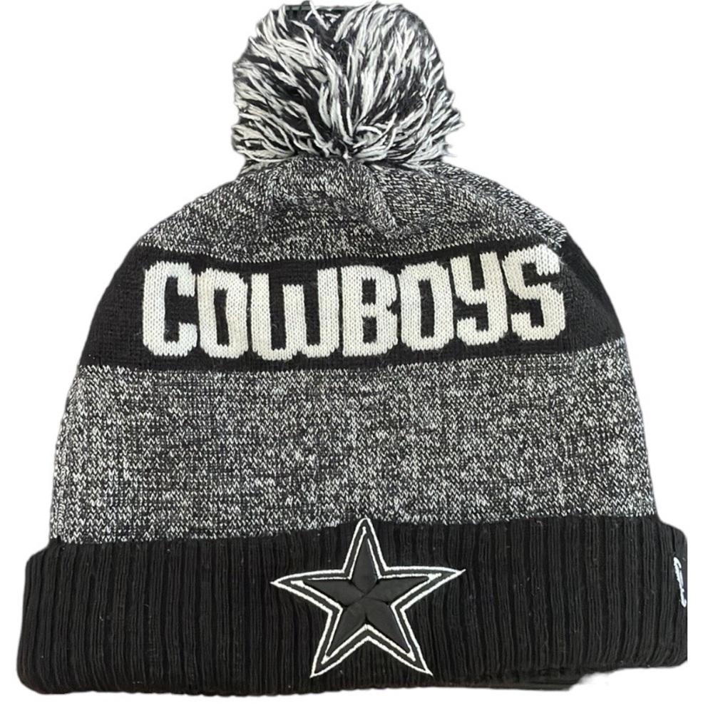 NFL Dallas Cowboys New Era Sideline Official Sport Knit Hat Heather black white